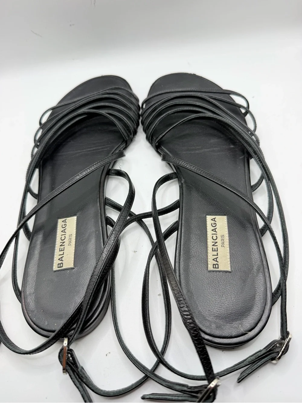 Balenciaga Black Multi-Strap Leather Sandals